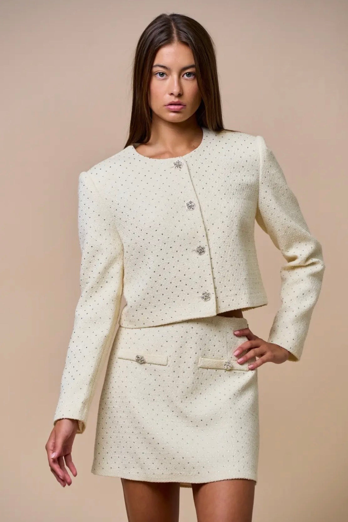 White Jackie Jacket & Skirt Set
