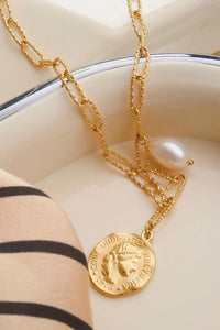 Isaline Gold 18K Gold Non-Tarnish Coin Chain Necklace