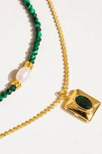 Harlynn 18K Gold Boho Green Beaded Layer Necklace