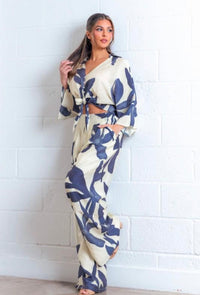 Blue Floral Pant Set