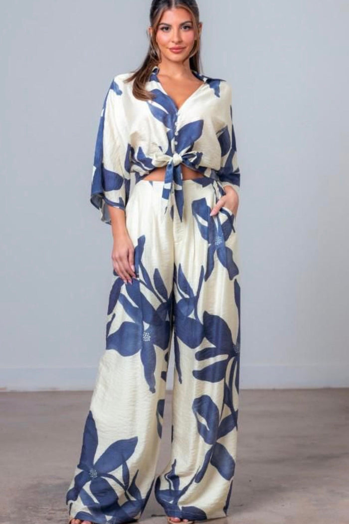 Blue Floral Pant Set