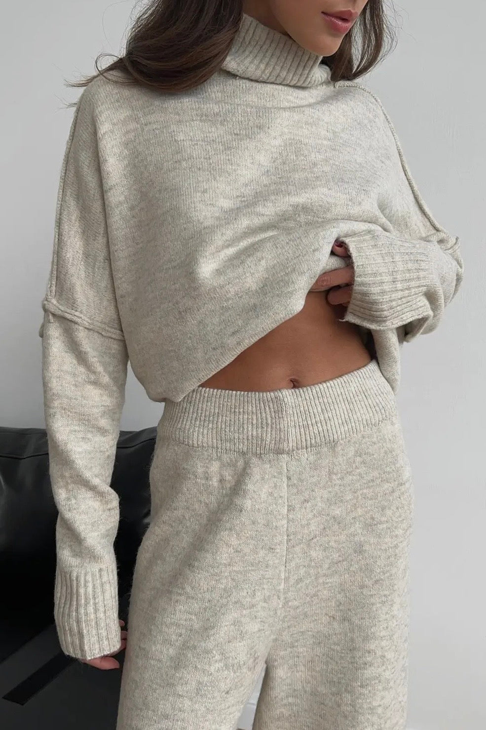 Turtleneck Wide Leg Pant Sweater Set