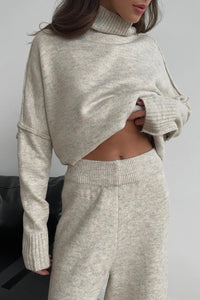 Turtleneck Wide Leg Pant Sweater Set