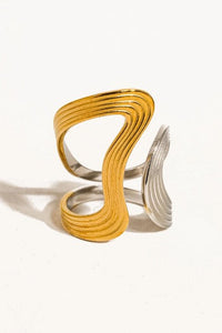 Xena 18K Two-Tone Non-Tarnish Wavy Abstract Ring