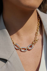 Lurette 18K Gold Non-Tarnish Two Tone Chain Necklace