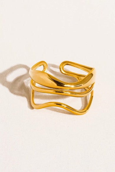 Ozzy 18K Gold Non-Tarnish Abstract Ring