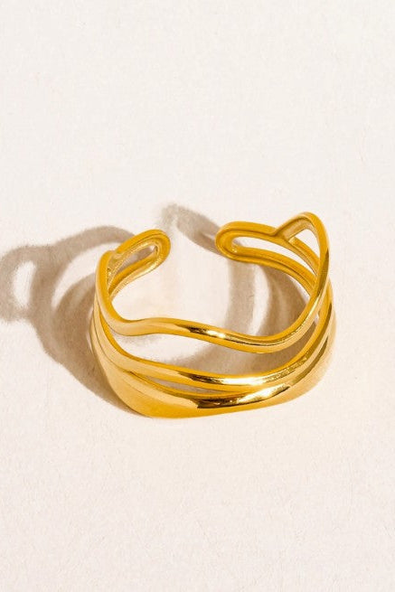 Ozzy 18K Gold Non-Tarnish Abstract Ring