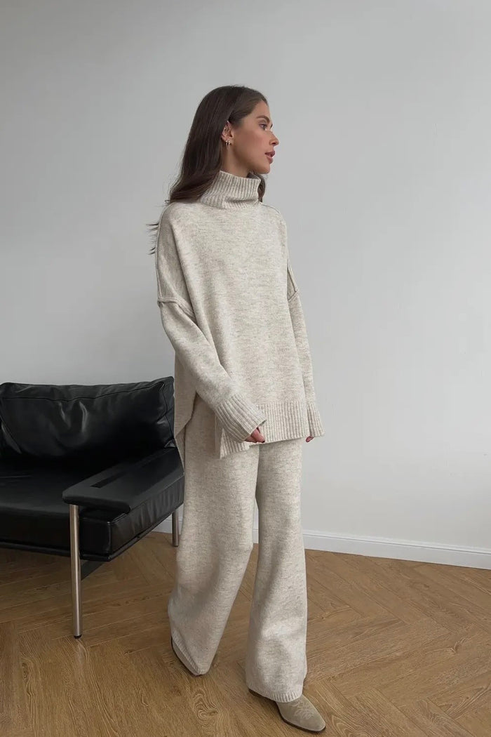 Turtleneck Wide Leg Pant Sweater Set