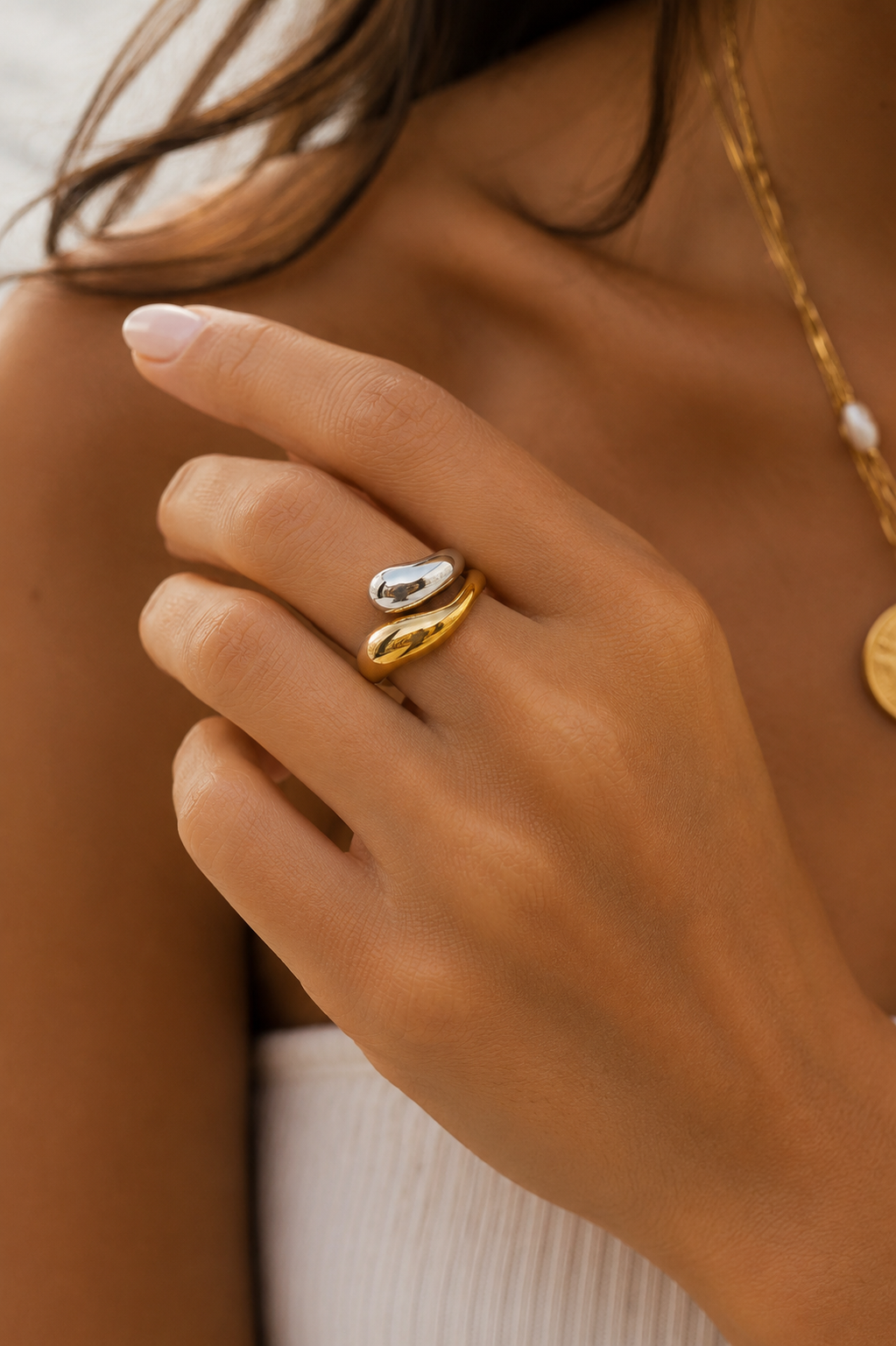 Gabrielle 18K Gold Non-Tarnish Open Twist Ring