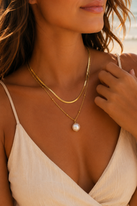 Bindi 18K Gold Layered Pearl Chain Necklace
