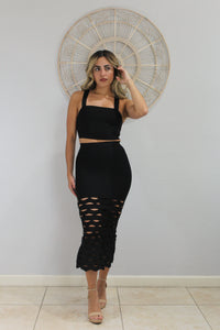 Dark Barbie Black Skirt Set