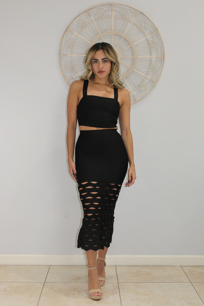 Dark Barbie Black Skirt Set