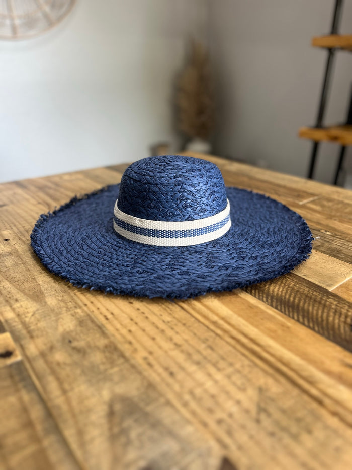 Blue Wide Brim Sun Hat