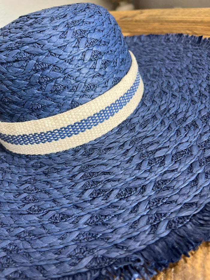 Blue Wide Brim Sun Hat