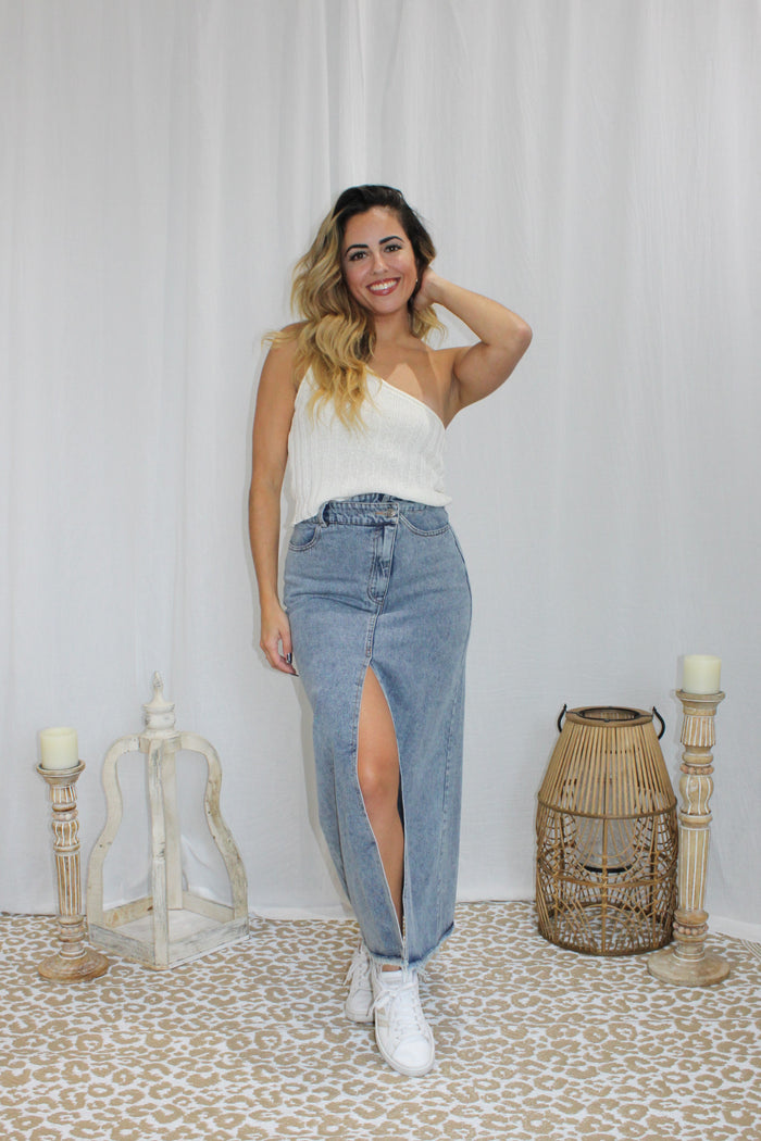 Vintage High-Rise Denim Skirt