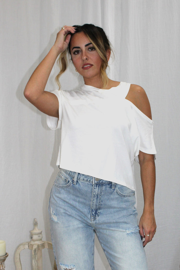 Shoulder Cut Out Crop Top