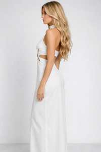 White Flower Cut Out Dress