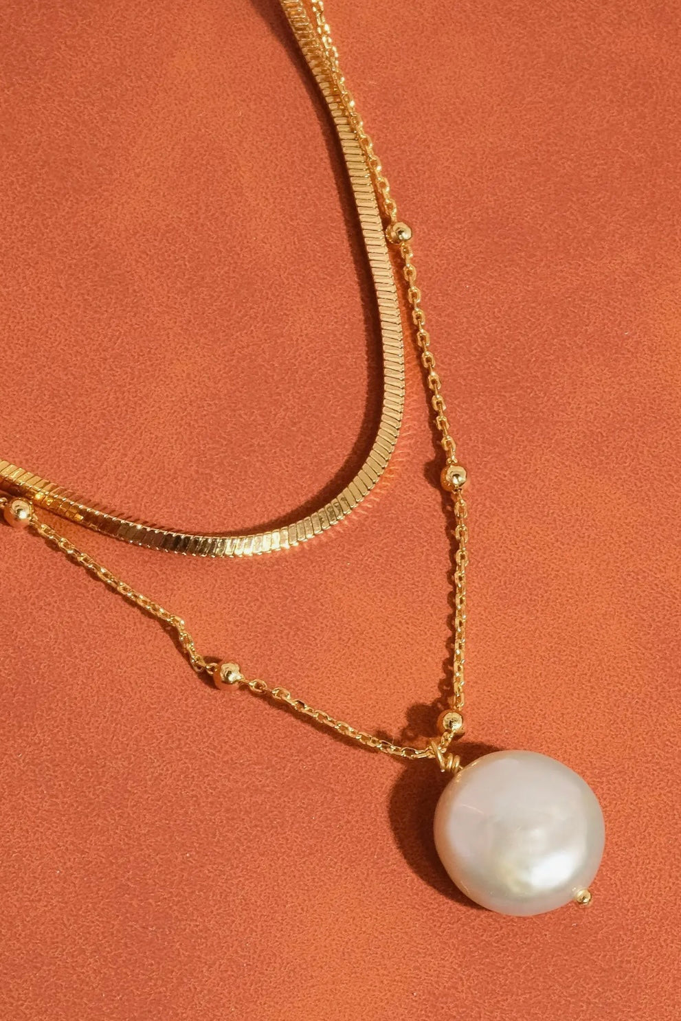 Bindi 18K Gold Layered Pearl Chain Necklace