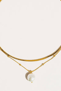 Bindi 18K Gold Layered Pearl Chain Necklace