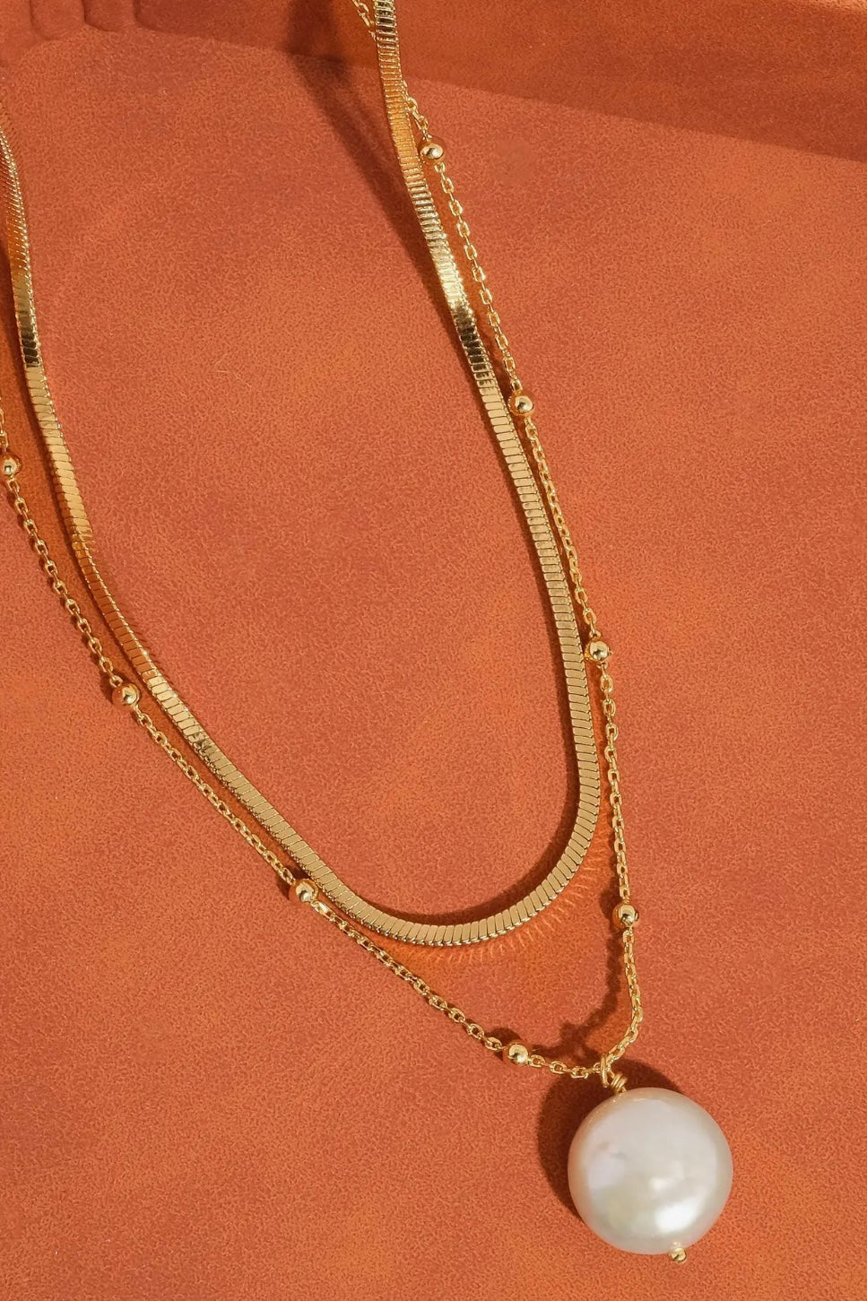 Bindi 18K Gold Layered Pearl Chain Necklace
