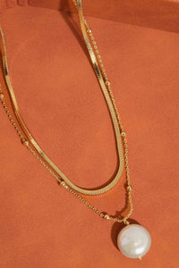 Bindi 18K Gold Layered Pearl Chain Necklace