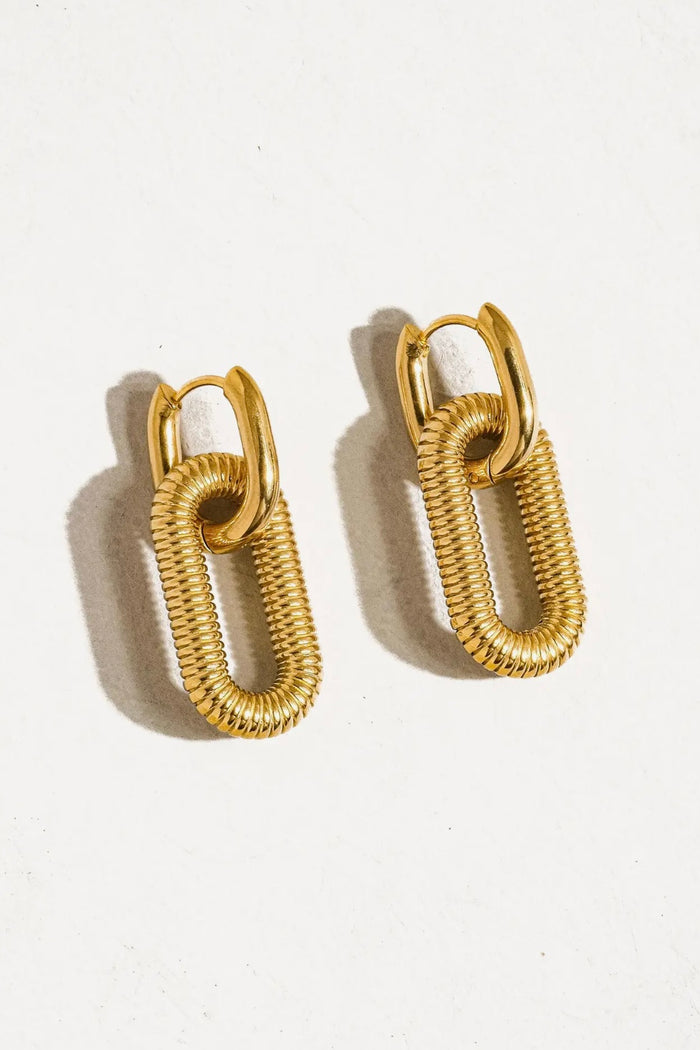 Kate 18K Gold Non-Tarnish Double Chain Hoop Earring