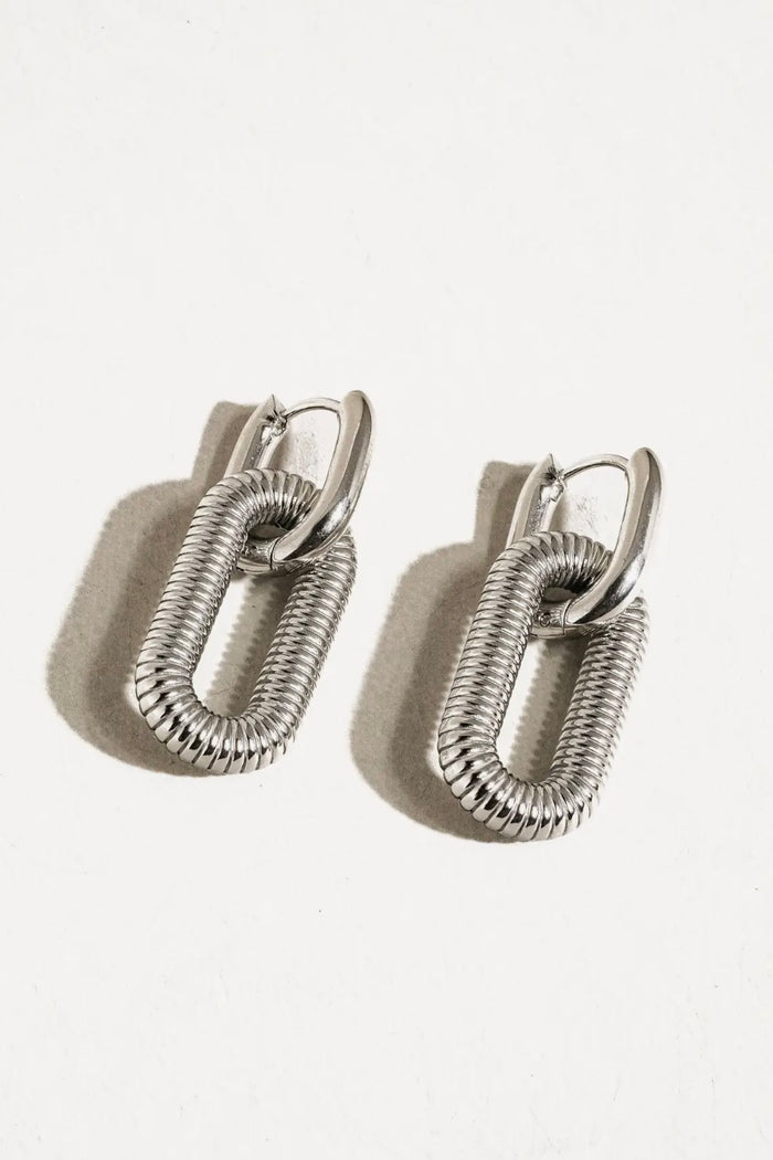 Kate 18K Non-Tarnish Double Chain Silver Hoop Earring