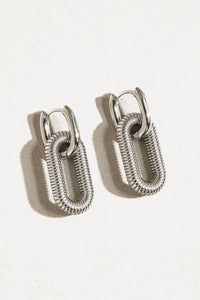 Kate 18K Non-Tarnish Double Chain Silver Hoop Earring