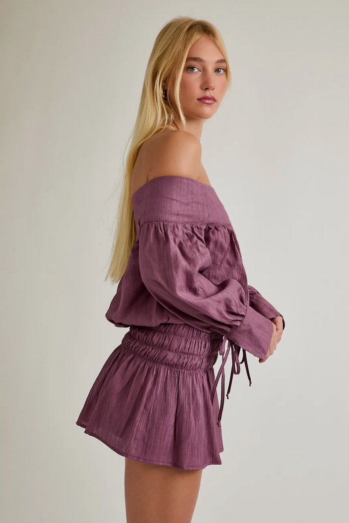 Purple Orchid Off Shoulder Dress