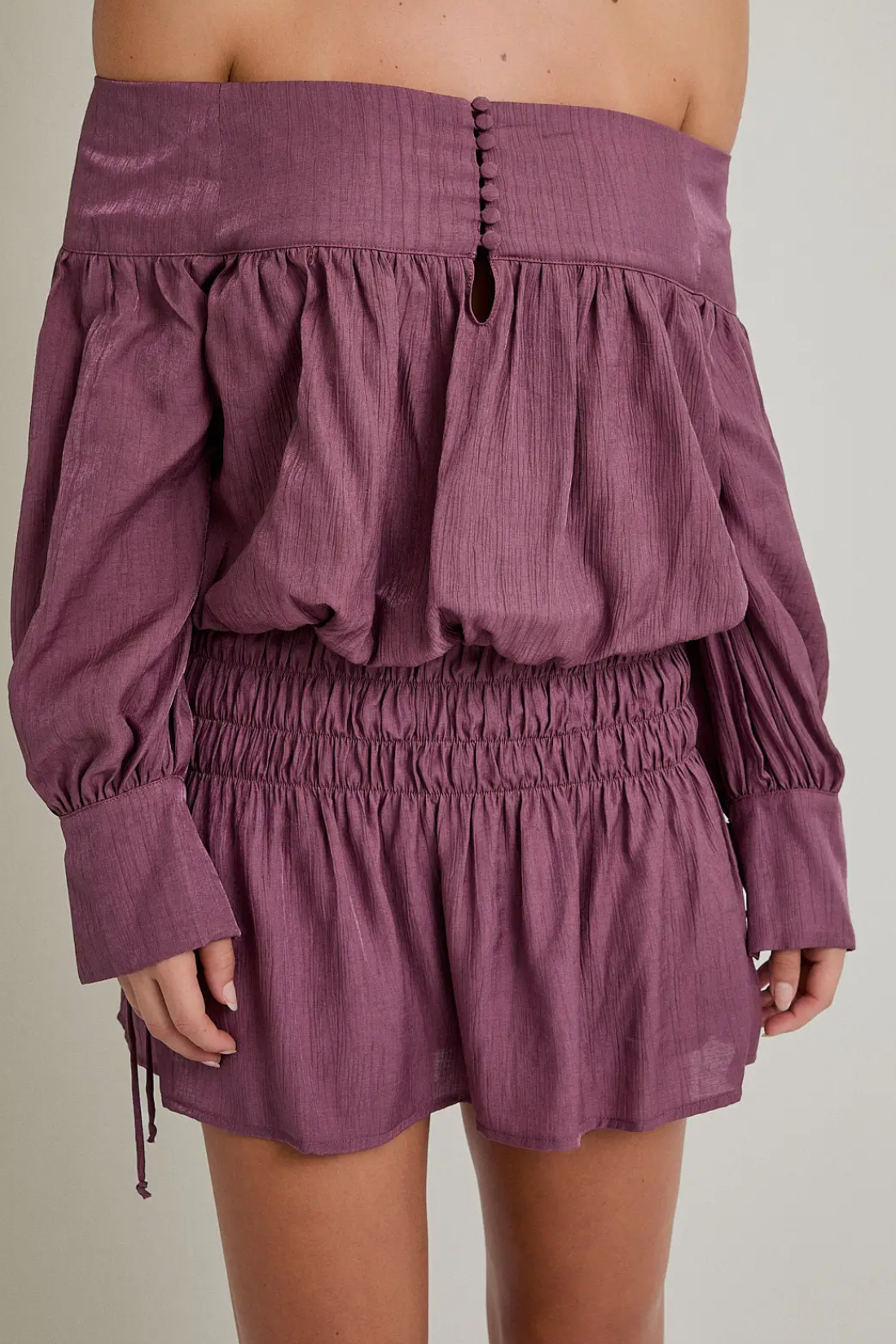 Purple Orchid Off Shoulder Dress