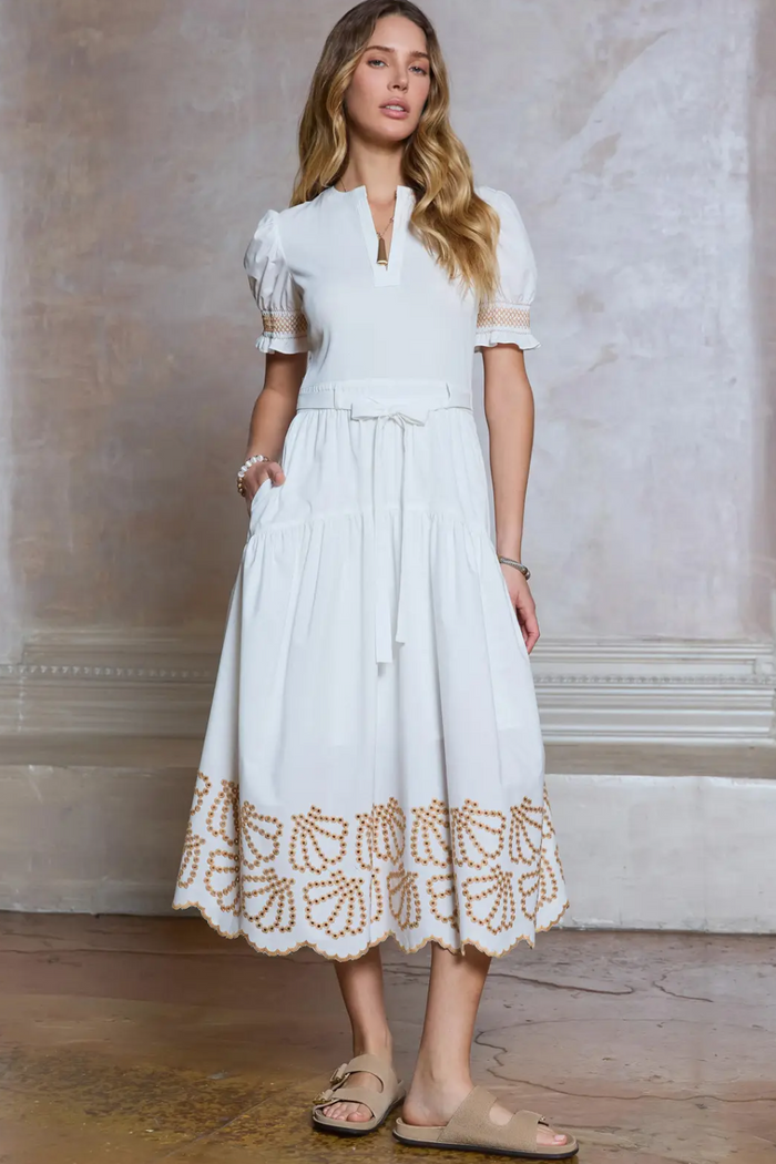 Soleil Embroidered Midi Dress