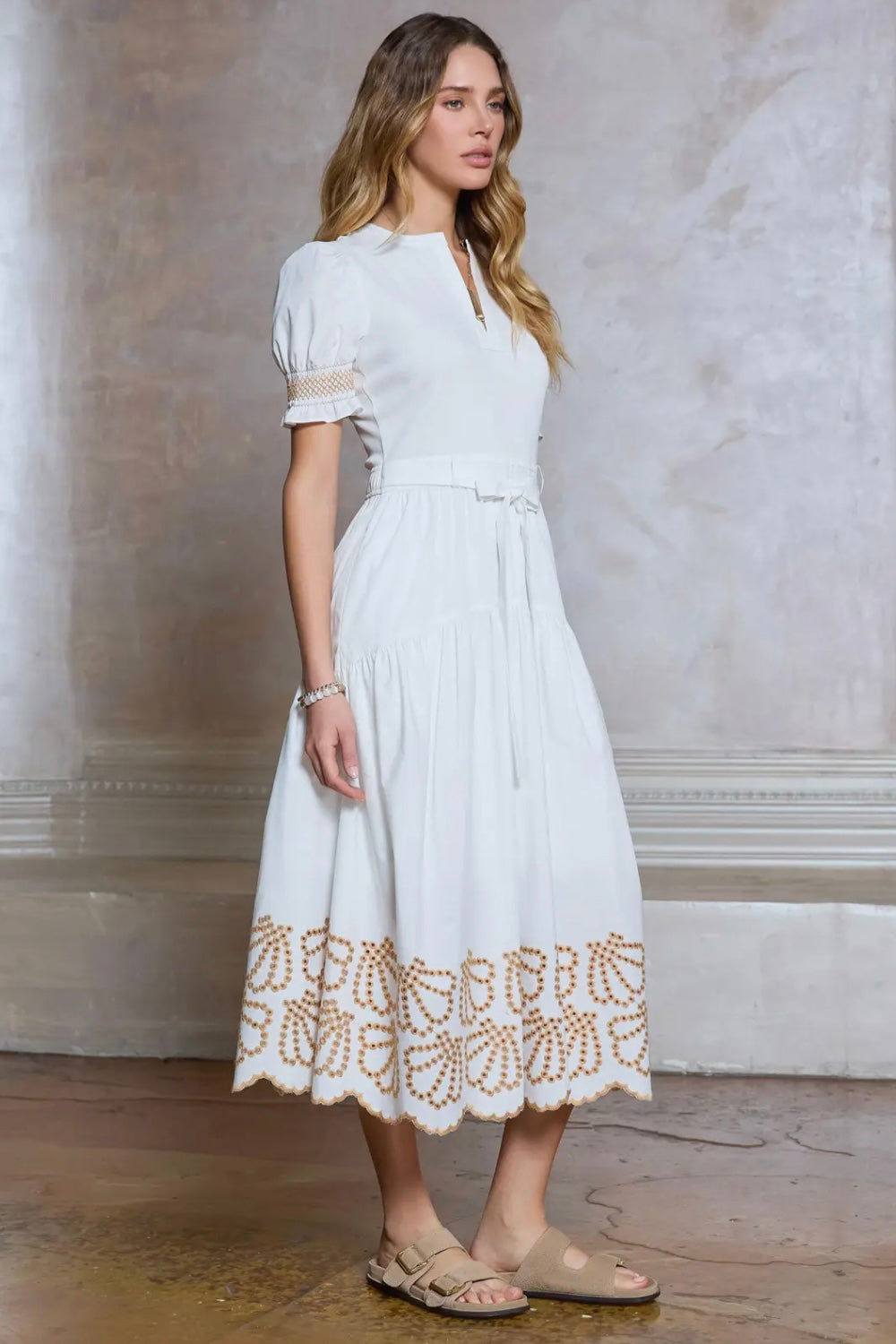 Soleil Embroidered Midi Dress