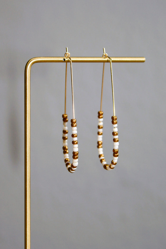 Pearl & Gold Large Teardrop Hoops