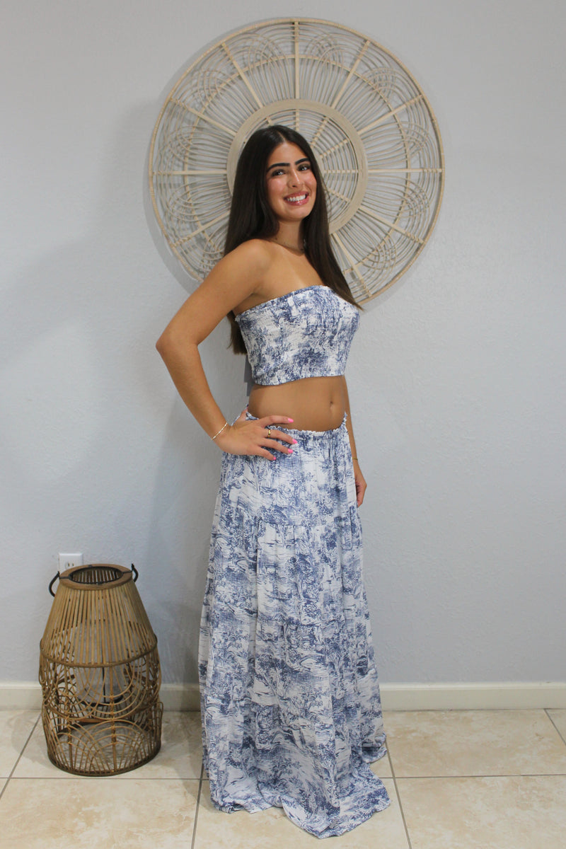 Tulum Blue Skirt Set