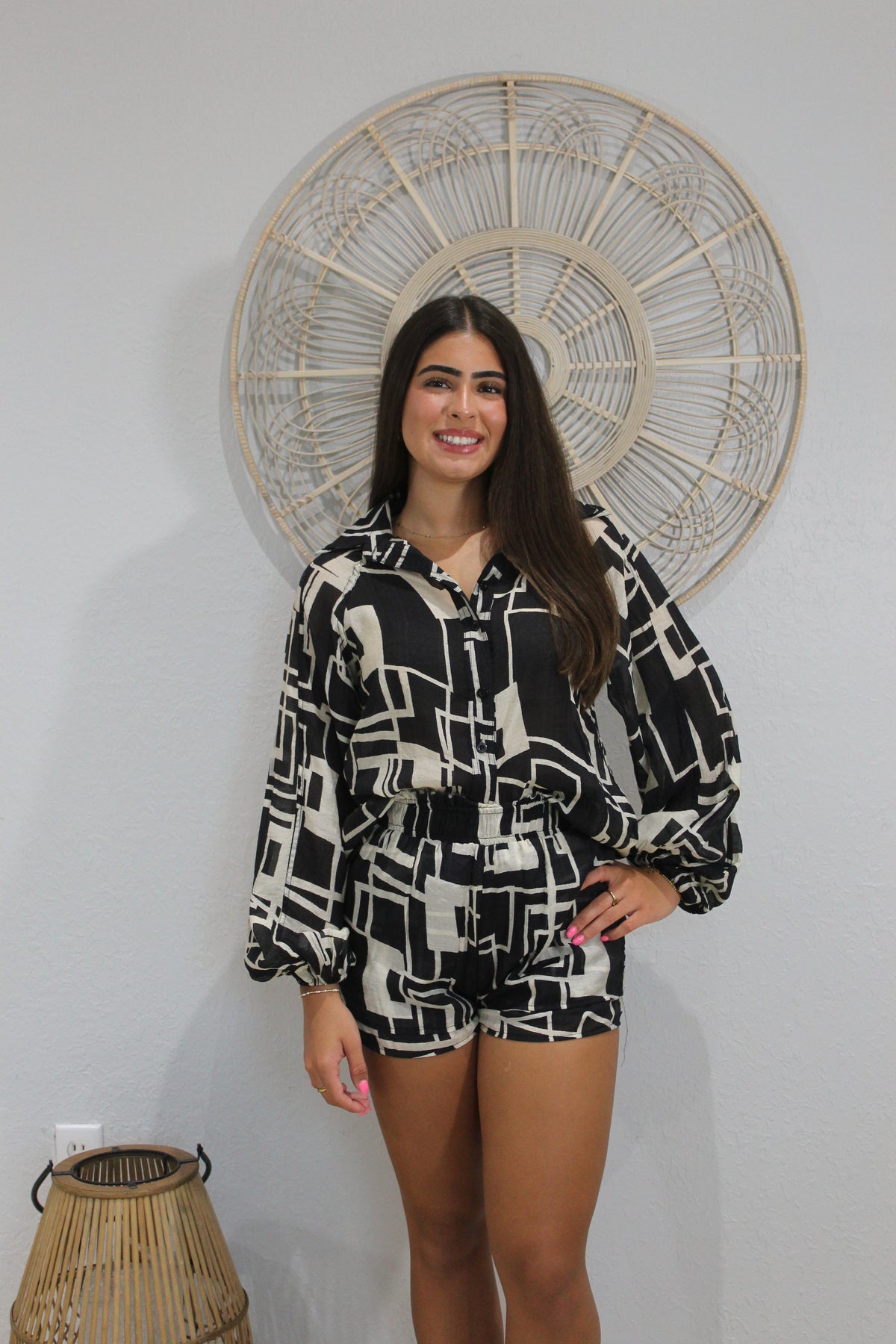 Black & Cream Short Set