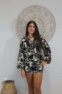 Black & Cream Short Set