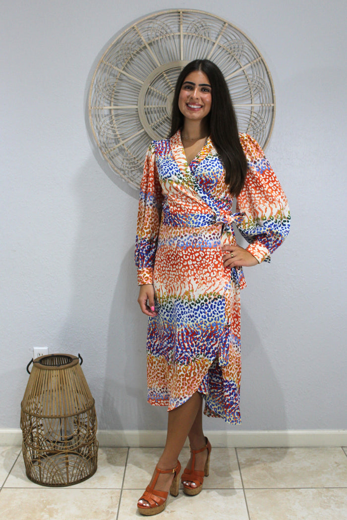 Multi Color Wrap Dress