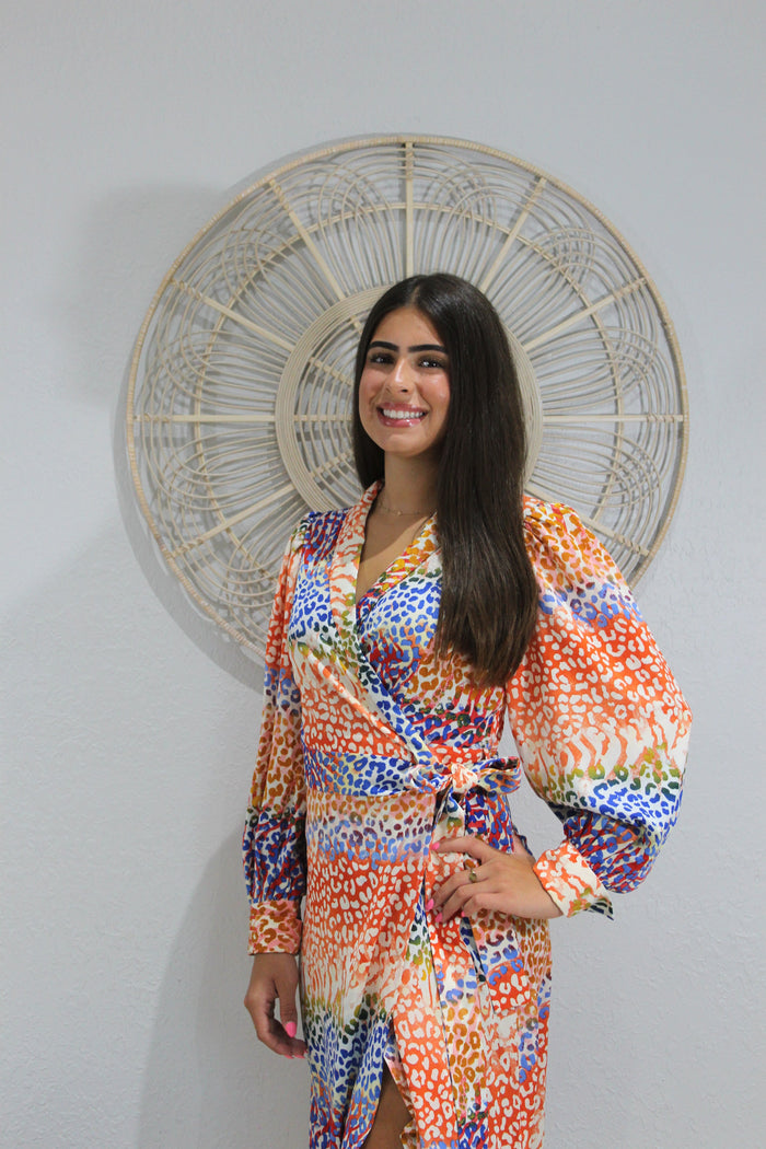 Multi Color Wrap Dress