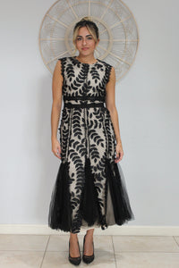 Black Nude Leaf Dress