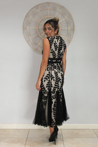 Black Nude Leaf Dress