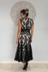 Black Nude Leaf Dress