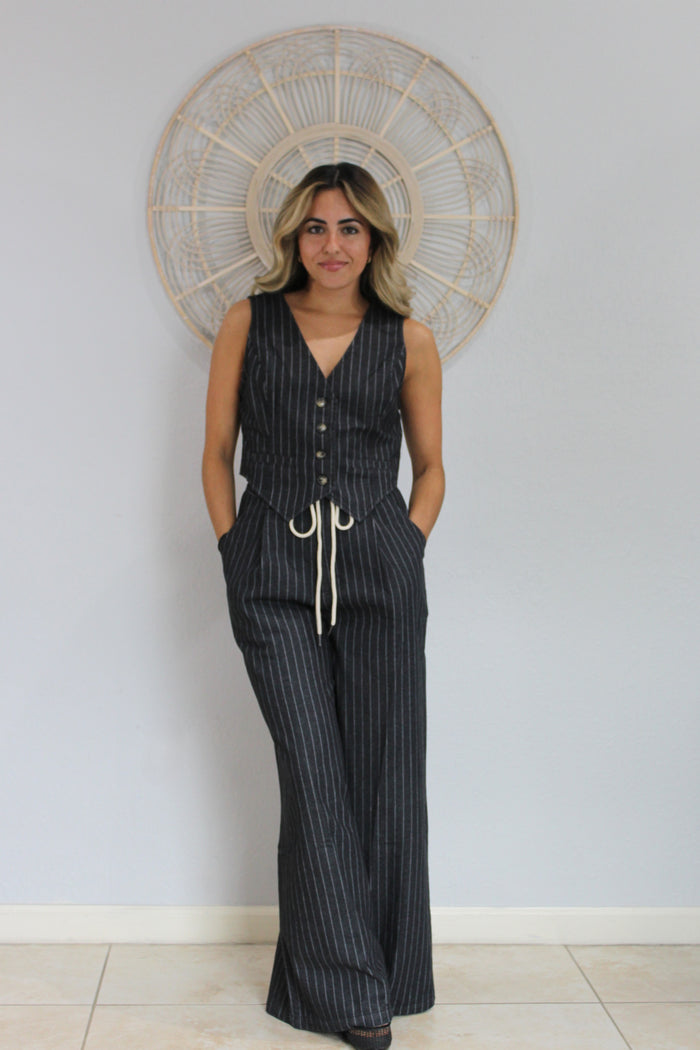 Pin Stripe Wide Leg Pants
