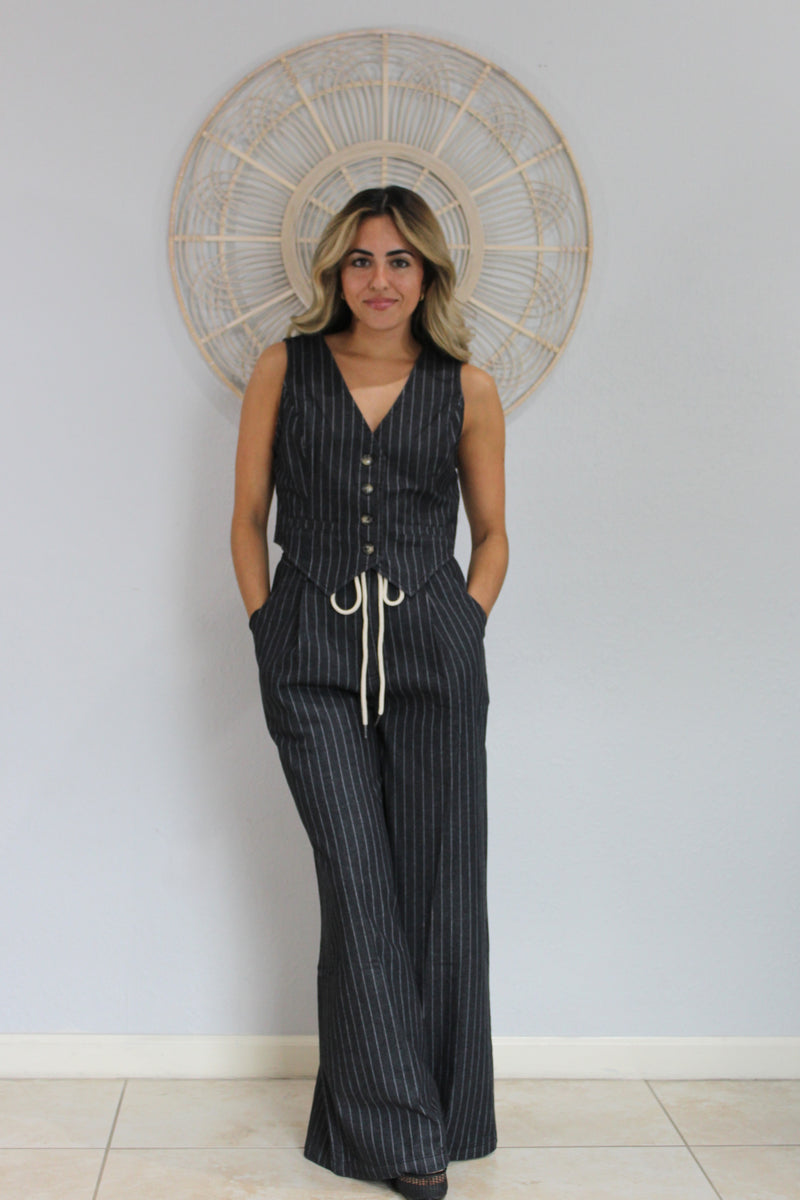 Pin Stripe Wide Leg Pants