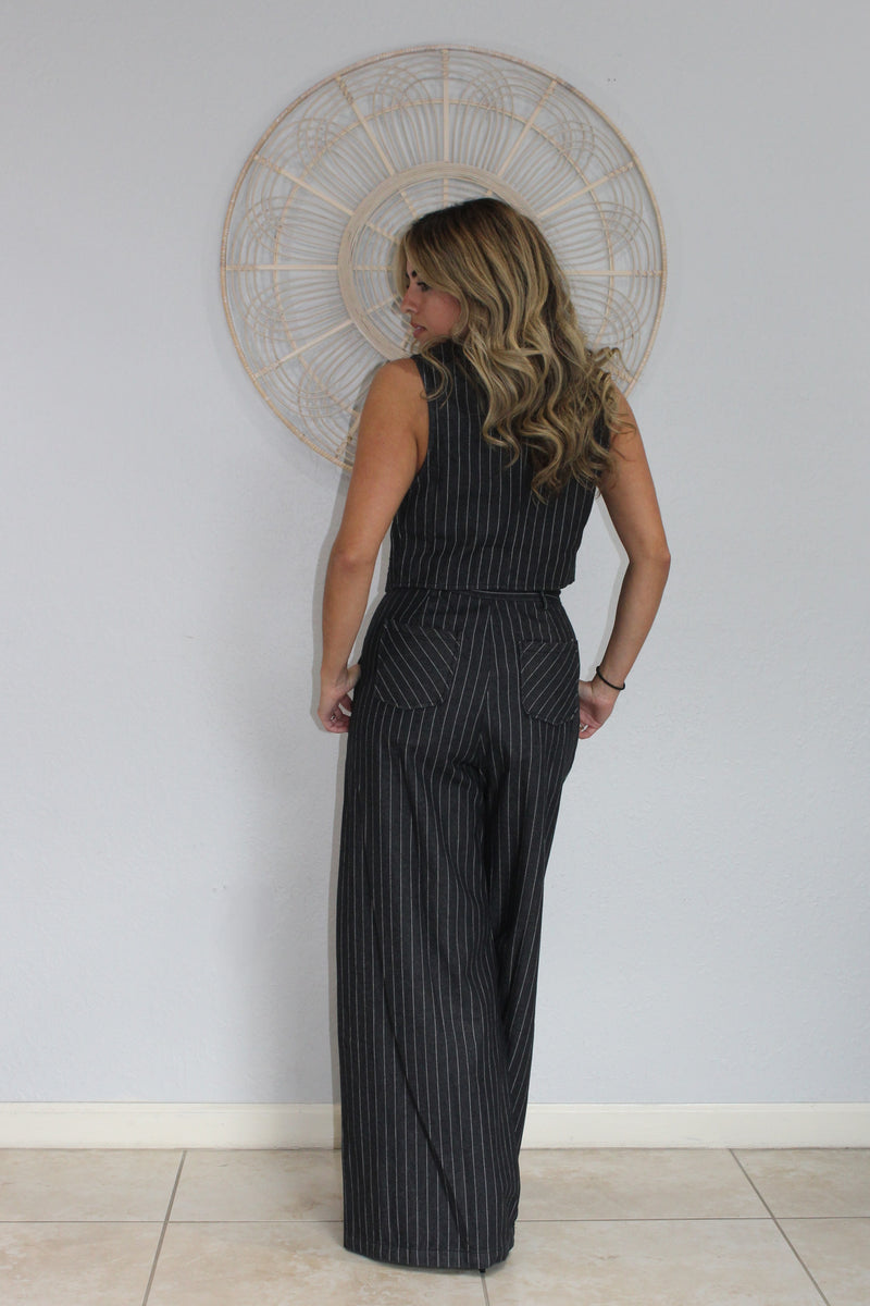 Pin Stripe Wide Leg Pants