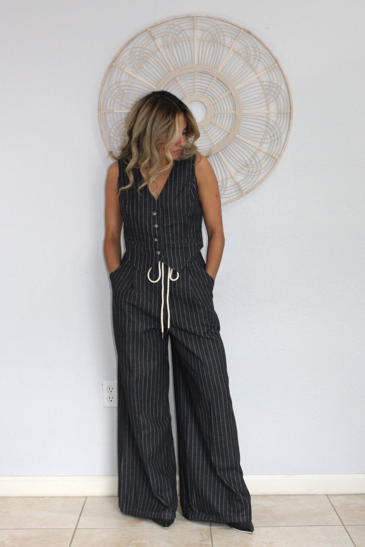 Pin Stripe Wide Leg Pants