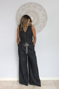 Pin Stripe Wide Leg Pants