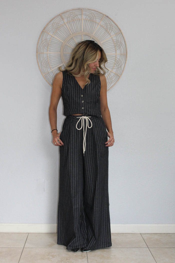 Pin Stripe Wide Leg Pants