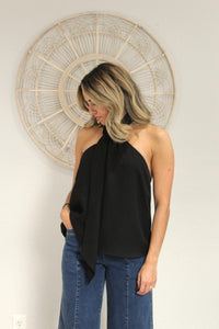 Neck Tie Black Blouse