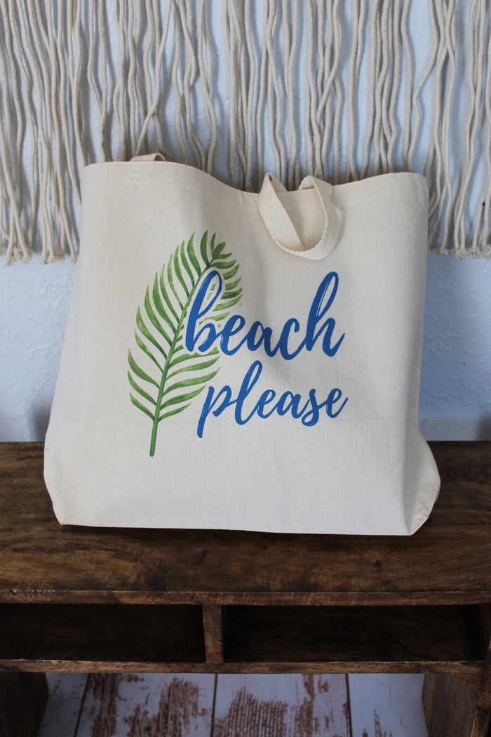 Palm Leaf Beach Please Tote