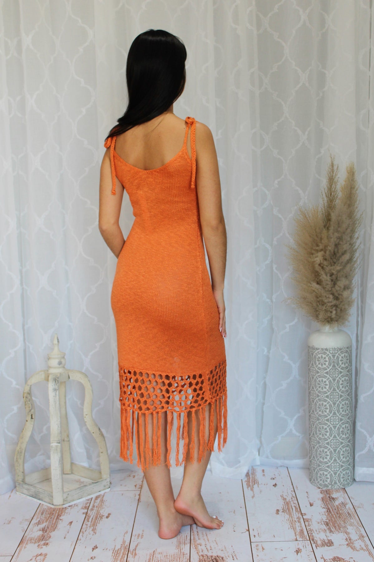 Sunset Fringe Knit Dress FishnikLife